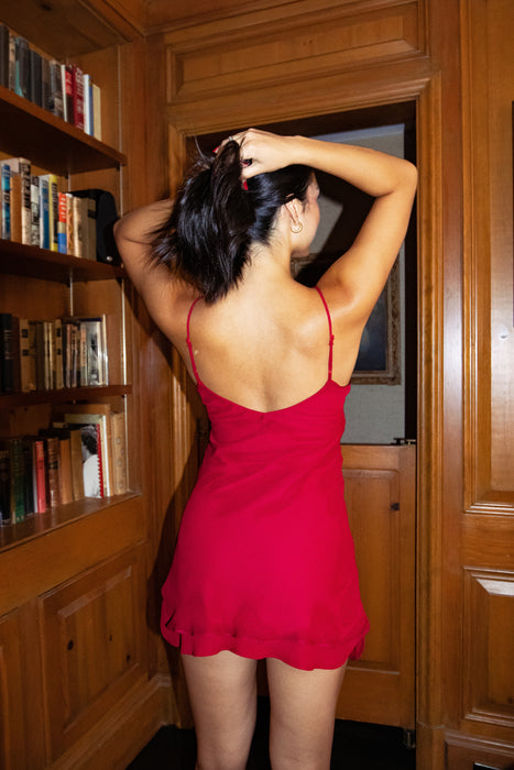 The Helena Dress in Ruby Red